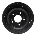 R1 18-23 Genesis G70 Rear Right Drilled & Slotted Black Brake Rotor