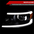 PROJECTOR HEADLIGHTS WITH LED BAR MATTE BLACK HOUSING CLEAR LENS AND AMBER REFLECTOR