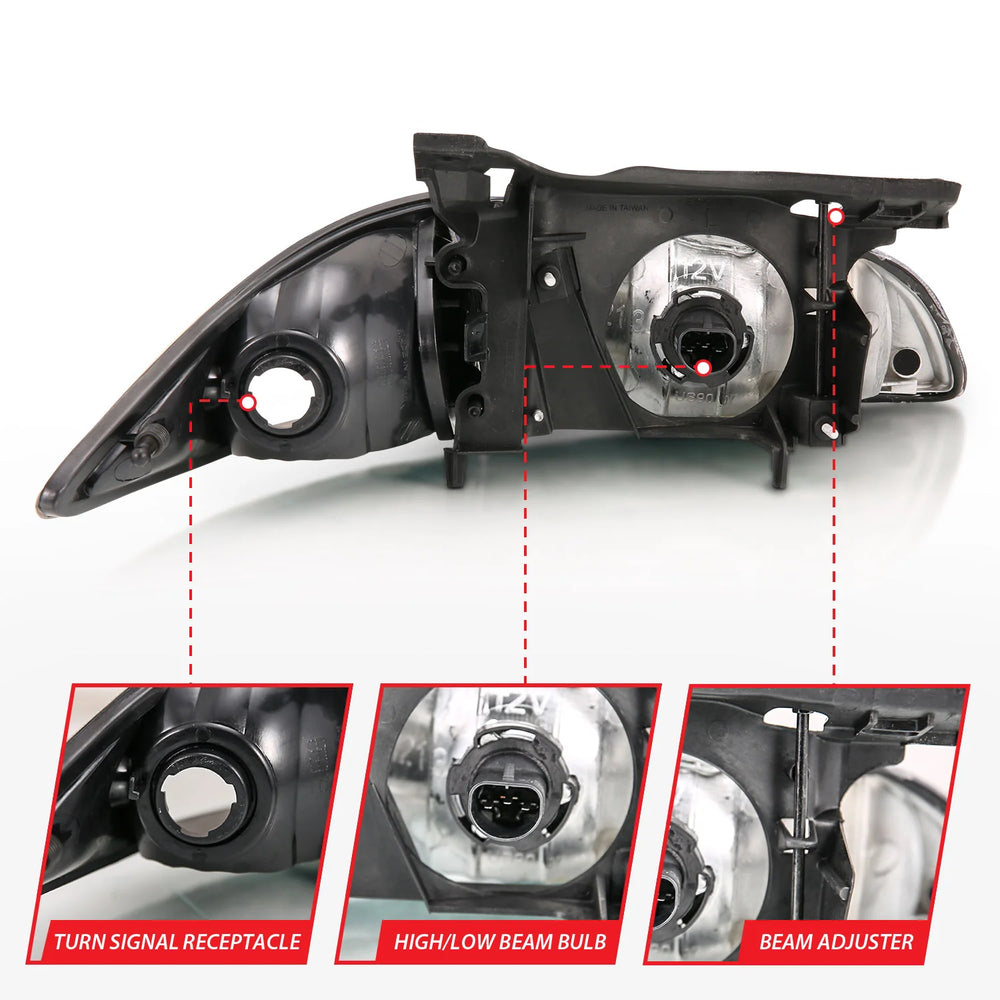 0002 CAVALIER HEADLIGHTS CRYSTALBLACK WITH CORNERS DRIVER/PASSENGER