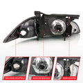 0002 CAVALIER HEADLIGHTS CRYSTALBLACK WITH CORNERS DRIVER/PASSENGER