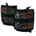 1500 HEADLIGHTS CHROME HOUSING LIGHT SMOKED LENS WITH BLACK TRIM - USES STOCK BULBS