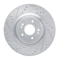 R1 18-22 Genesis G70 Front Left Drilled & Slotted Silver Brake Rotor