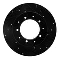 R1 74-16 Land Rover Defender 90 Rear Right Drilled & Slotted Black Brake Rotor