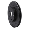 R1 02-17 Infiniti M45 Front Right Drilled & Slotted Black Brake Rotor