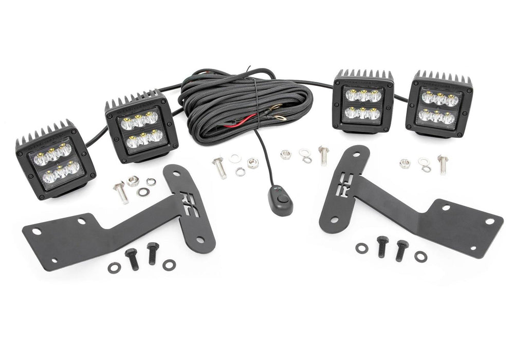 1x 70834 2x 70903BL LED Light Ditch Mount Dual 2 Black Pairs Spot Toyota Tundra (14-21)
