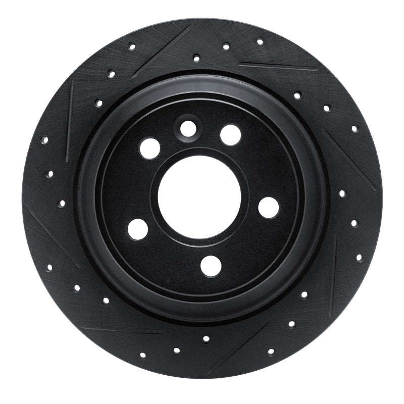 R1 07-10 Volvo S80 Rear Left Drilled & Slotted Black Brake Rotor