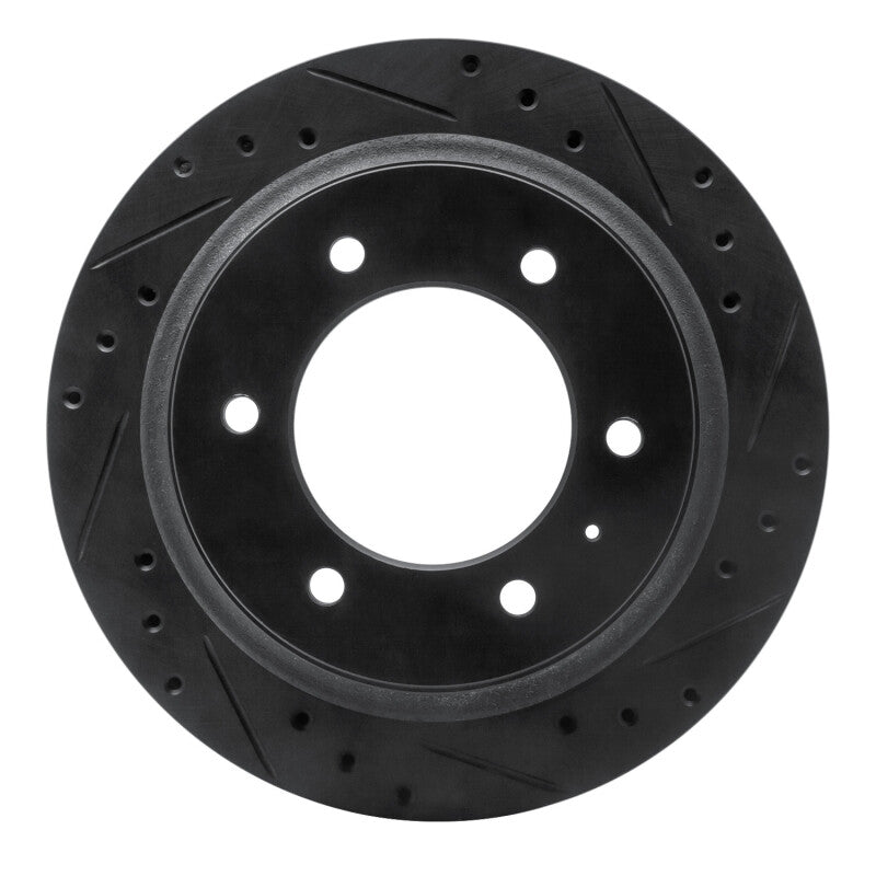 R1 92-04 Acura SLX Rear Right Drilled & Slotted Black Brake Rotor