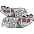 HEADLIGHTS AND CORNER LIGHT COMBO CHROME HOUSING CLEAR LENS WITH AMBER REFLECTOR - TURN SIGNAL BULBS INCLUDED