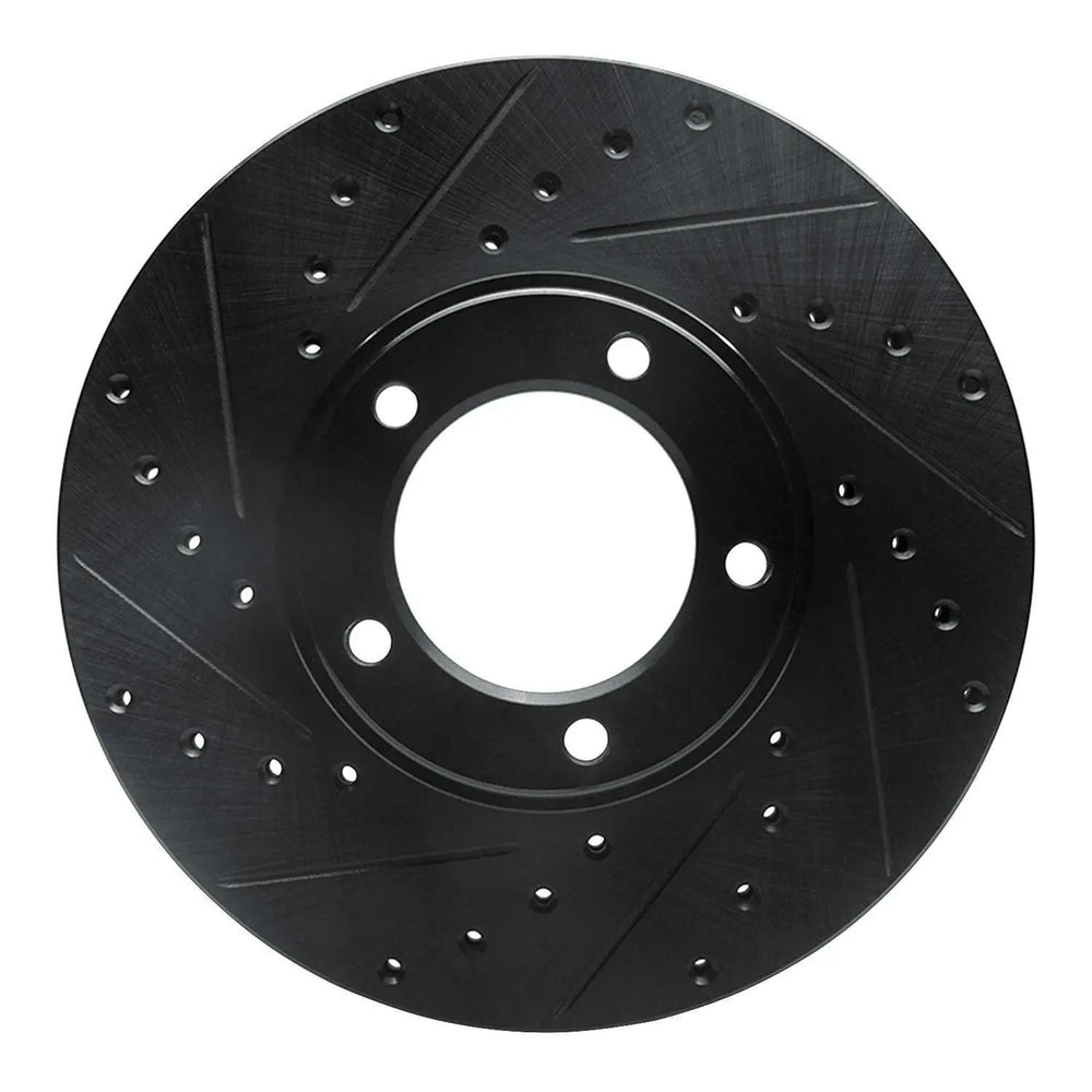 R1 71-97 Jaguar Vanden Plas Front Left Drilled & Slotted Black Brake Rotor