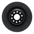 R1 12-21 Tesla Model X Rear Left Drilled & Slotted Black Brake Rotor