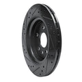 R1 07-18 Volvo S60 Rear Right Drilled & Slotted Black Brake Rotor