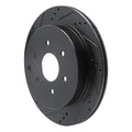 R1 10-24 Infiniti QX56 Rear Left Drilled & Slotted Black Brake Rotor