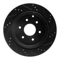 R1 10-24 Infiniti QX56 Rear Left Drilled & Slotted Black Brake Rotor