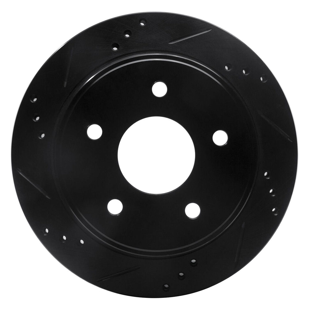 R1 97-05 Chevrolet Blazer Rear Left Drilled & Slotted Black Brake Rotor