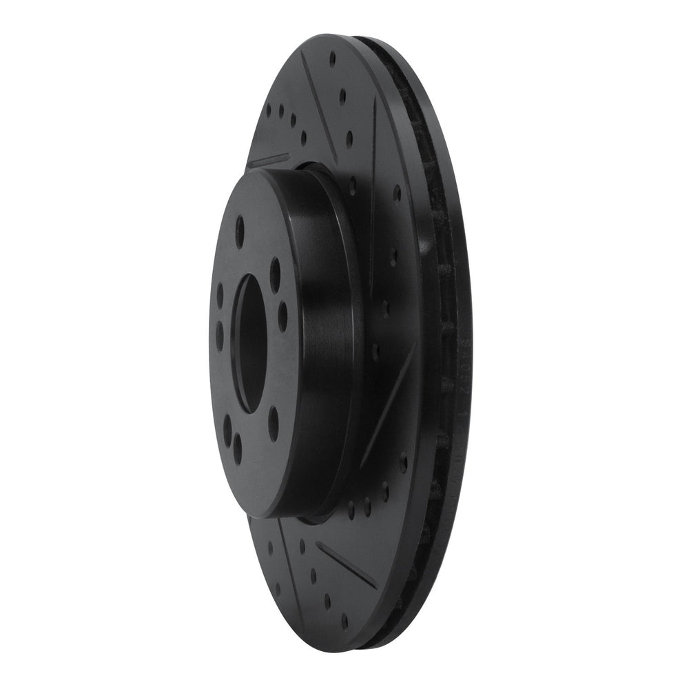 R1 90-95 Mercedes-Benz 300CE Front Right Drilled & Slotted Black Brake Rotor