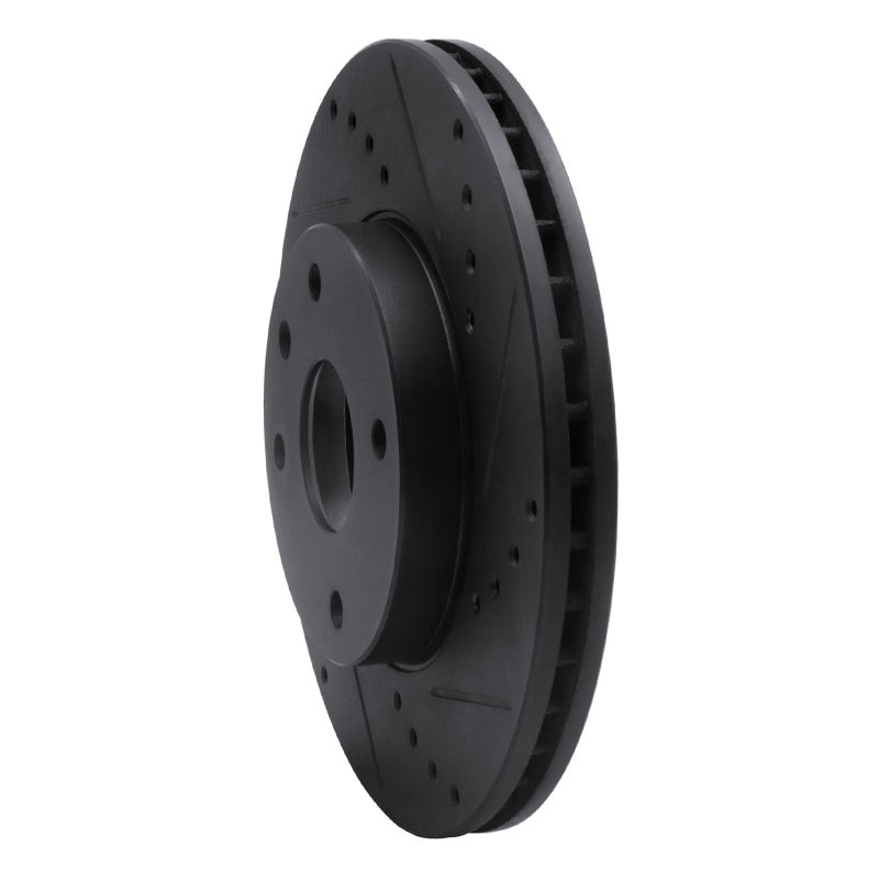 R1 04-10 Chevrolet Epica (USA/Canada) Front Right Drilled & Slotted Black Brake Rotor