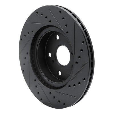 R1 86-92 Toyota Supra Front Left Drilled & Slotted Black Brake Rotor