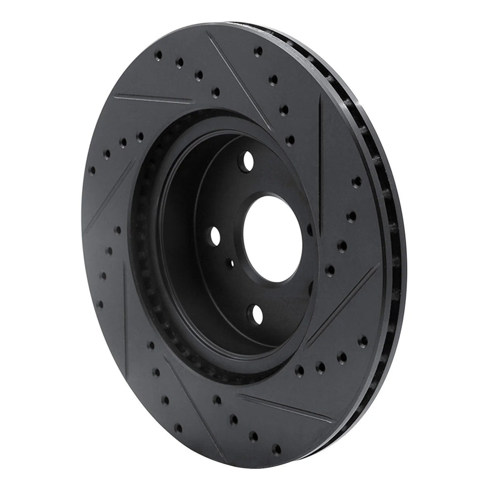 R1 86-92 Toyota Supra Front Left Drilled & Slotted Black Brake Rotor