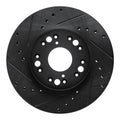 R1 91-92 Lexus LS400 Front Left Drilled & Slotted Black Brake Rotor
