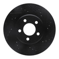 R1 05-23 Chrysler 300 Front Right Drilled & Slotted Black Brake Rotor