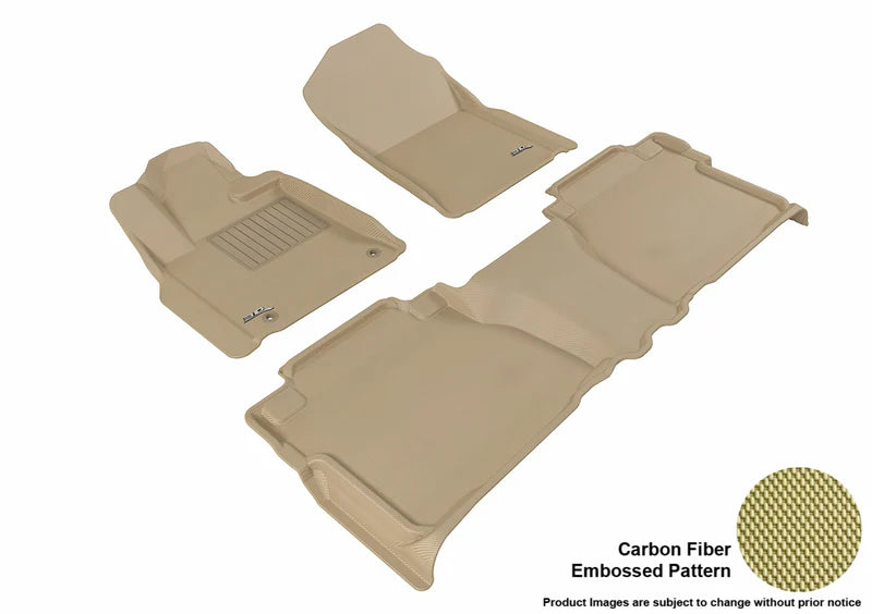 3D MAXpider 2012-2013 Toyota Tundra Double Cab Kagu 1st & 2nd Row Floormats - Tan