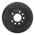 R1 94-96 Saab 900 Front Right Drilled & Slotted Black Brake Rotor
