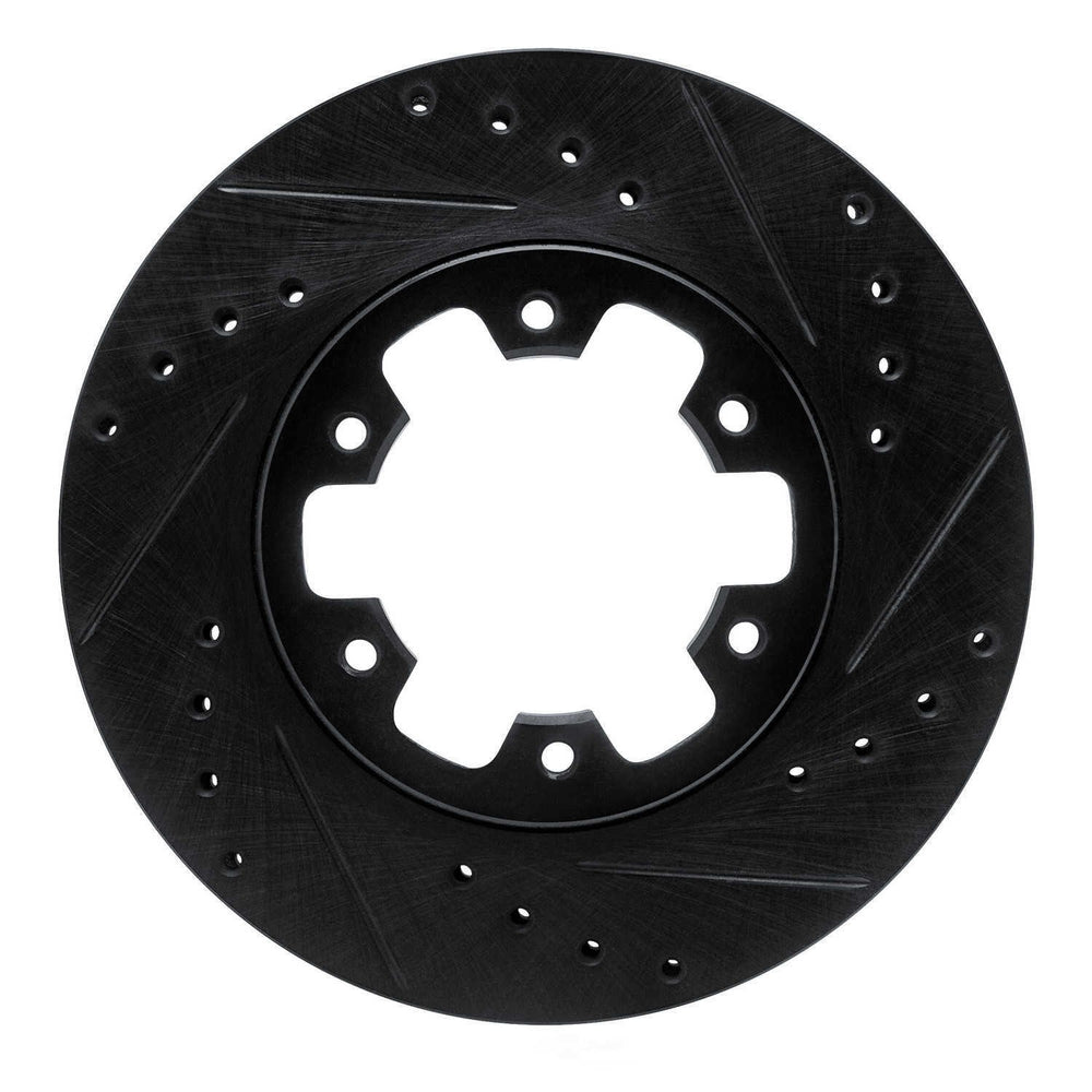 R1 85-02 Nissan D21 Pickup 4WD (4 Cyl Excl HD) Front Right Drilled & Slotted Black Brake Rotor