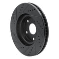 R1 06-15 Lexus GS300 Left Front Drilled & Slotted Black Brake Rotor