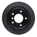 R1 09-16 BMW Z4 Rear Right Drilled & Slotted Black Brake Rotor