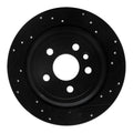 R1 13-15 Land Rover LR2 Rear Right Drilled & Slotted Black Brake Rotor