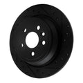 R1 13-15 Land Rover LR2 Rear Right Drilled & Slotted Black Brake Rotor