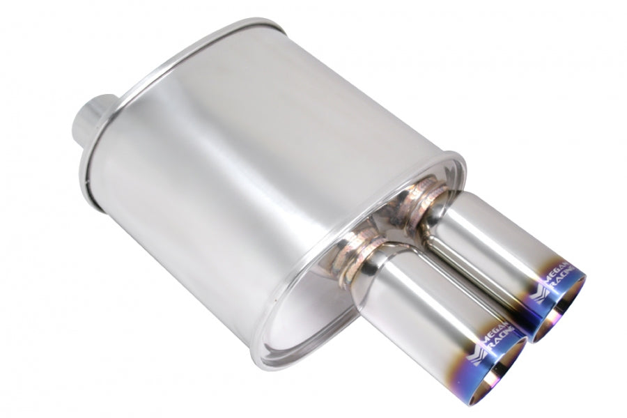 Megan Universal muffler 2.5 Pipe 3.5 Single Burnt Roll Tip (offset piping)
