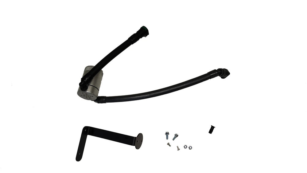 J&L 15-17 Ford F-150 5.0L Oil Separator 3.0 PCV Side - Black Anodized