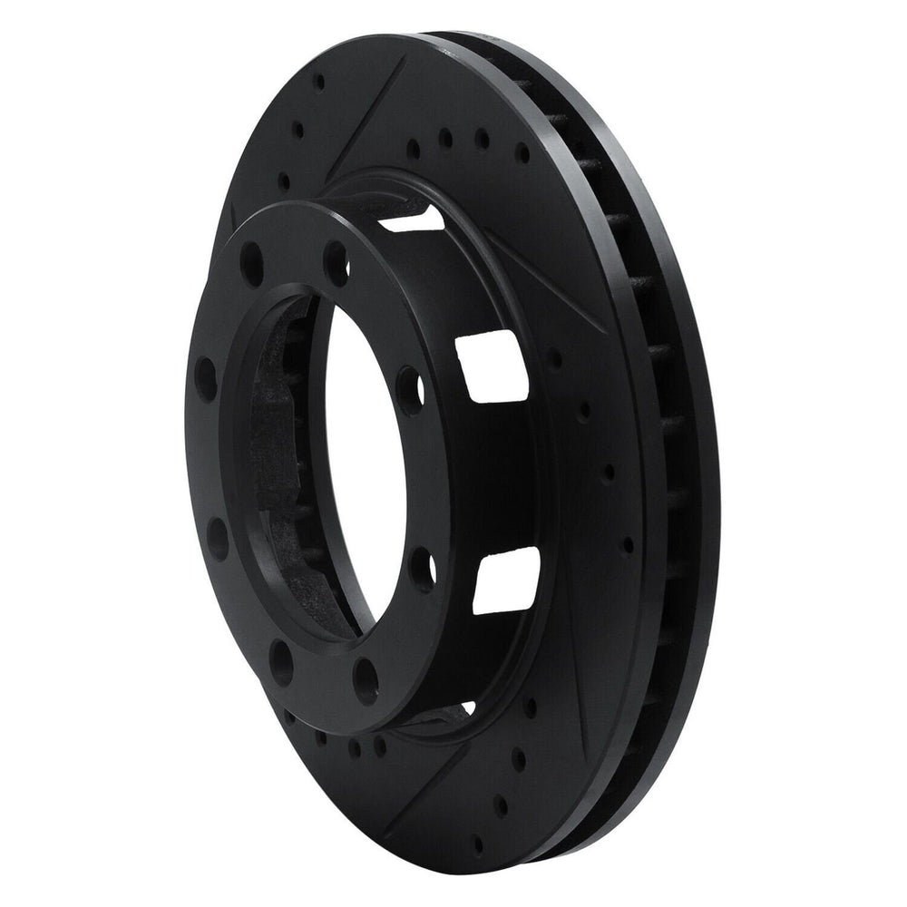 R1 71-91 Chevrolet C30 Pickup Front Left Drilled & Slotted Black Brake Rotor