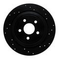 R1 15-24 Ford Fusion Rear Right Drilled & Slotted Black Brake Rotor