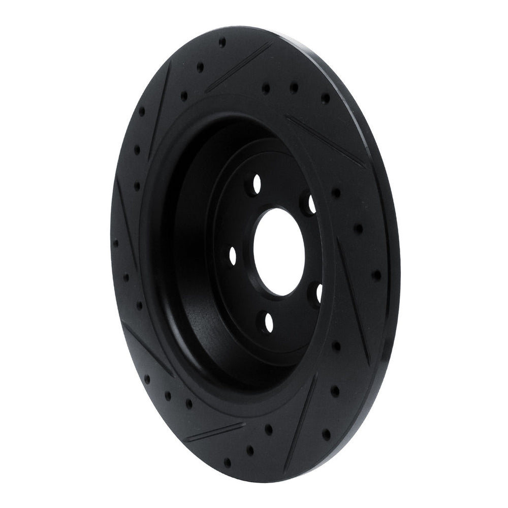 R1 15-24 Ford Fusion Rear Right Drilled & Slotted Black Brake Rotor