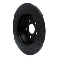 R1 15-24 Ford Fusion Rear Right Drilled & Slotted Black Brake Rotor