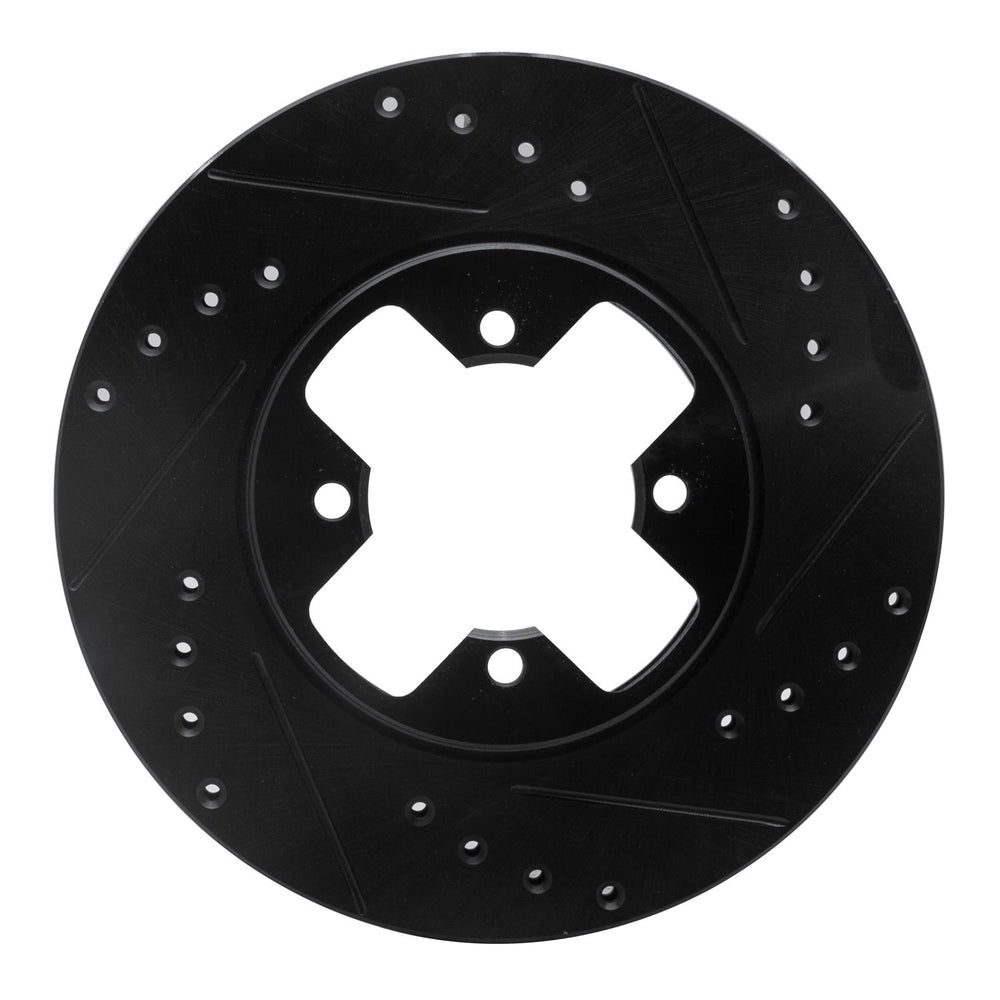 R1 84-85 Nissan 300ZX Front Right Drilled & Slotted Black Brake Rotor
