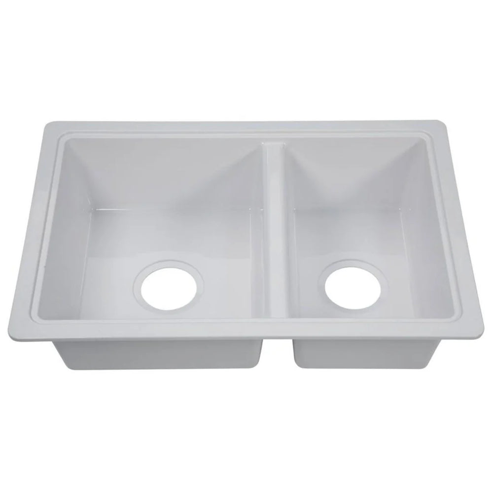25" X 17" DOUBLE BOWL SINK - WHITE