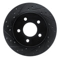R1 82-90 Ford Mustang Rear Left Drilled & Slotted Black Brake Rotor