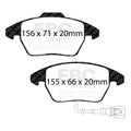 EBC 06-13 Audi A3 2.0 Turbo (Girling rear caliper) Greenstuff Front Brake Pads
