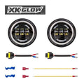 XK Glow Black 2pc. Motorcycle Driving Lights w/ Amber Halo
