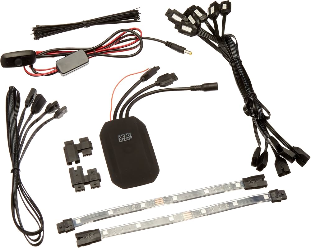 XK Glow Strip Million Color XKCHROME Smartphone App ATV/Motorcycle LED Light Kit 6xPod + 2x10In