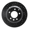 R1 03-18 Audi Q7 Rear Left Drilled & Slotted Black Brake Rotor