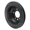 R1 03-18 Audi Q7 Rear Left Drilled & Slotted Black Brake Rotor
