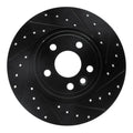 R1 15-20 Jaguar E-Pace Rear Right Drilled & Slotted Black Brake Rotor