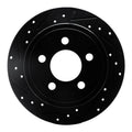 R1 03-07 Jeep Liberty Rear Left Drilled & Slotted Black Brake Rotor