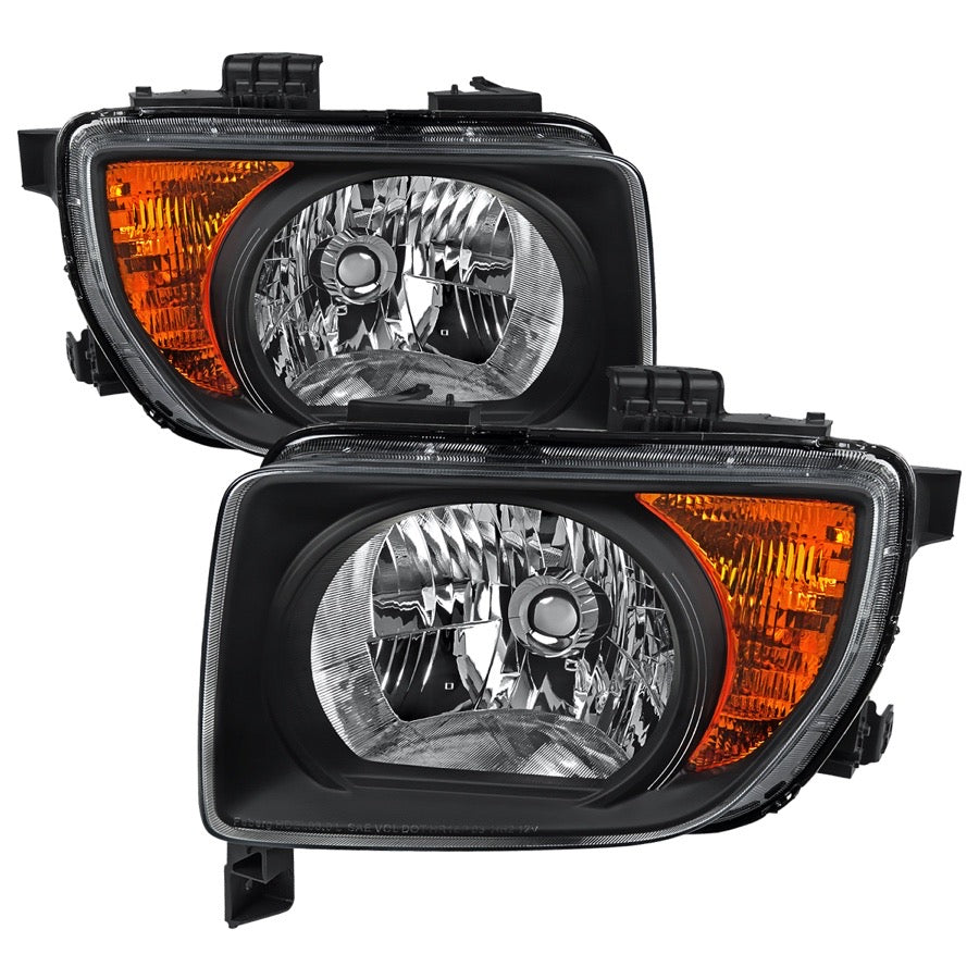 HEADLIGHTS BLACK HOUSING CLEAR LENS WITH AMBER REFLECTOR - NO BULBS INCLUDED