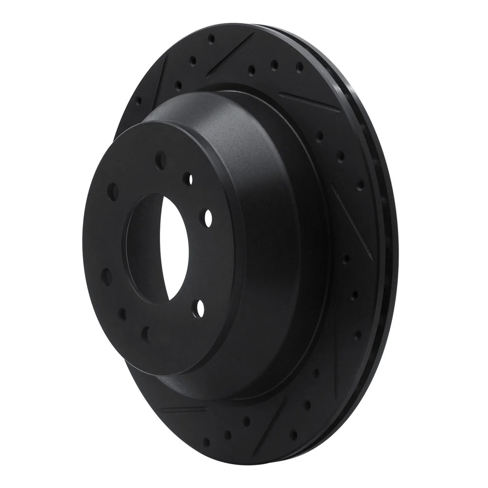 R1 02-09 Buick Rainier Rear Left Drilled & Slotted Black Brake Rotor