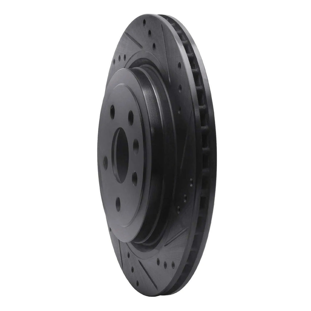 R1 08-14 Cadillac CTS Rear Right Drilled & Slotted Black Brake Rotor